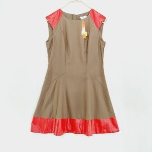 NEW Esley Tan Red Sleeveless Mini Dress P3262